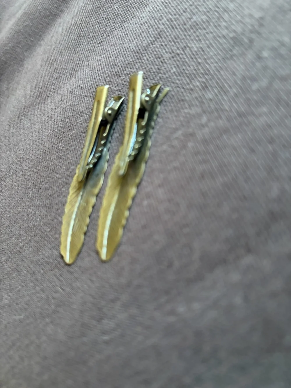 Boho Feather Hair Clips Bronze Tone Western Style